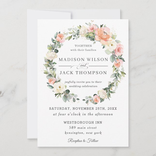 Invitation Mariage floral blanc blanc blanc blanc blanc blanc (Devant)
