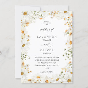 Invitation Mariage Floral Blanc Daisy