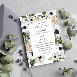 Invitation Mariage Floral blanc d'anémone