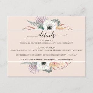 Invitation Mariage floral blanc de laiton de la Pampas