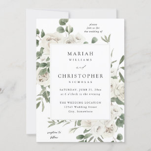Invitation Mariage floral blanc doux 4