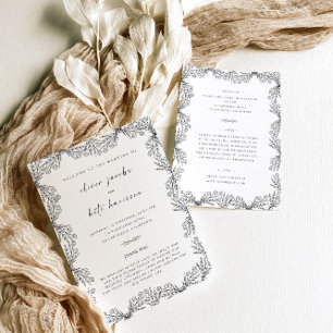 Invitation Mariage floral blanc noir et fin