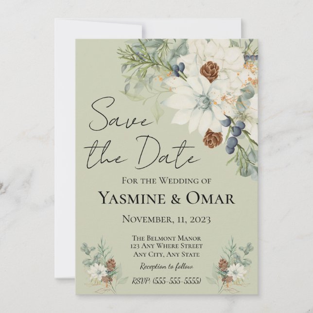 Invitation Mariage floral blanc rustique simple et moderne (Devant)