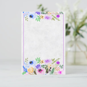 Invitation Mariage floral blanc violet et bleu d'aquarelle I