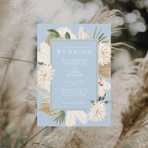 Invitation Mariage Floral Bleu Ciel