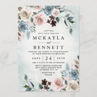 Mariage floral bleu et rose pâle