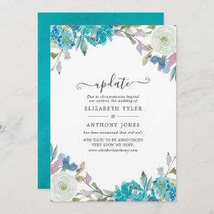 Invitation Mariage floral bleu et turquoise Dusty