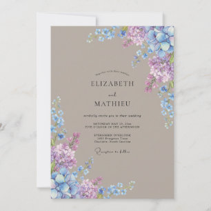 Invitation Mariage Floral Bleu Lilas