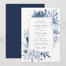 Mariage floral bleu marine moderne