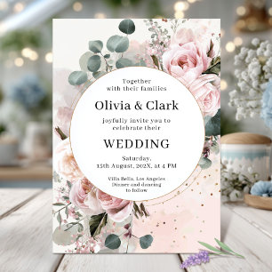 Invitation Mariage floral bleu romantique
