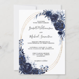 Invitation Mariage floral bleu rustique
