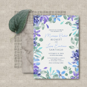 Invitation Mariage floral bleu tropical