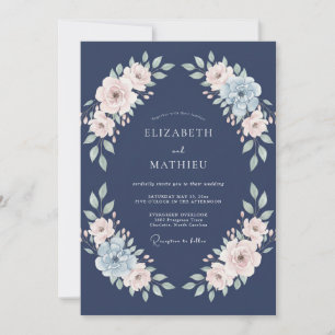 Invitation Mariage Floral Blush Navy Embrasse