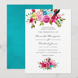 Invitation Mariage floral bohème chic aquarelle