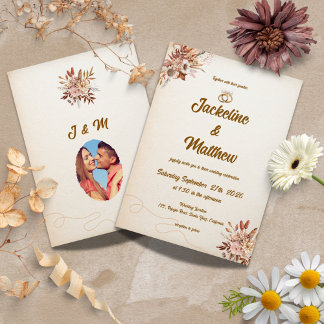 Invitation Mariage Floral Bohème en Terracotta Pampas