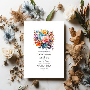 Invitation Mariage floral bohème et terreux