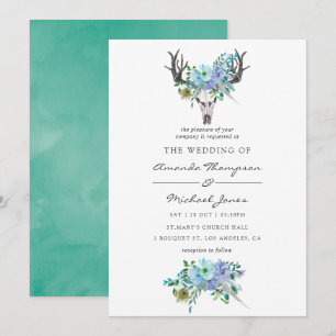 Invitation Mariage floral Boho à la menthe et à l'aquarelle b