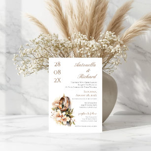 Invitation Mariage floral boho avec anneaux