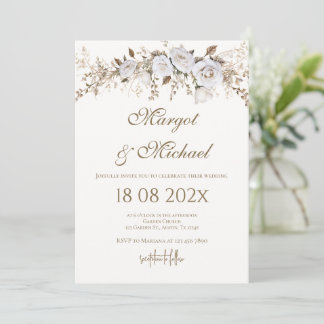 Invitation Mariage floral boho beige