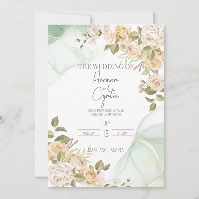 Invitation Mariage floral Boho moderne (Devant)