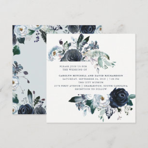 Invitation Mariage floral Boho Navy Peony
