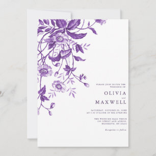 Invitation Mariage Floral Boho Purple Simple Et Élégant