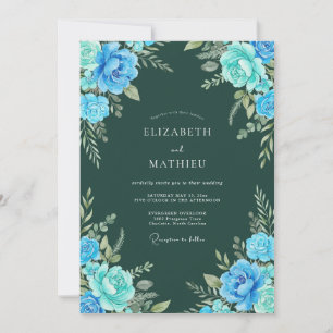 Invitation Mariage Floral Bois Bleu
