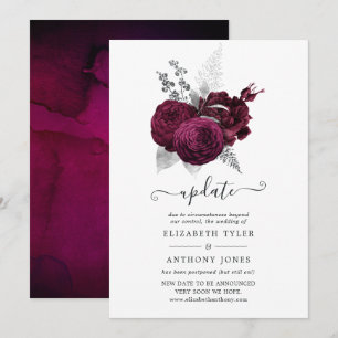 Invitation Mariage floral bordeaux et argent