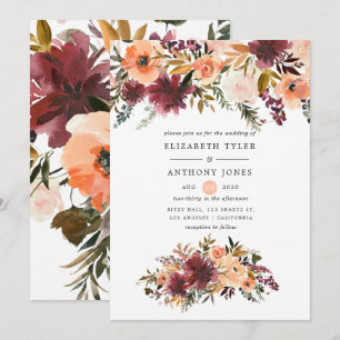 Invitation Mariage floral Bordo Peach