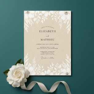 Invitation Mariage floral botanique à la crème