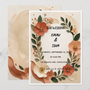 Invitation Mariage Floral Botanique Fantaisiste d'Automne