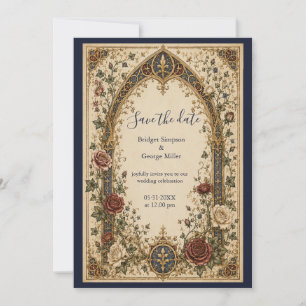 Invitation Mariage Floral Botanique Gothique Médiéval