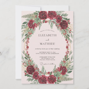 Invitation Mariage Floral Botanique Romantique Bourgogne