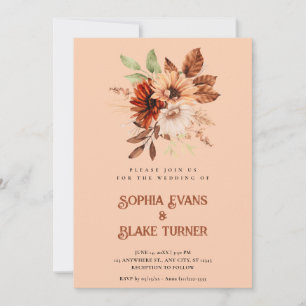 Invitation Mariage Floral Botanique Rustique d'Automne Abrico