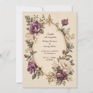 Invitation Mariage Floral Botanique Violet Conte de Fée Médié