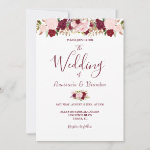 Invitation Mariage Floral Bourgogne