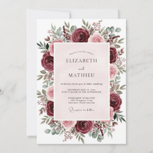 Invitation Mariage Floral Bourguignon Séduisant
