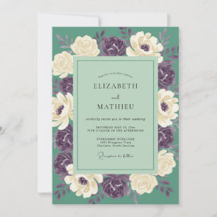 Invitation Mariage Floral Captivant Vert Sauge