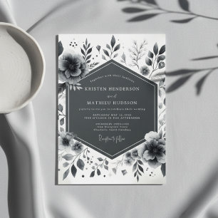 Invitation Mariage Floral Charbon Mélancolique