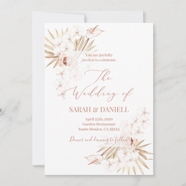 Invitation Mariage floral chic tropical (Devant)