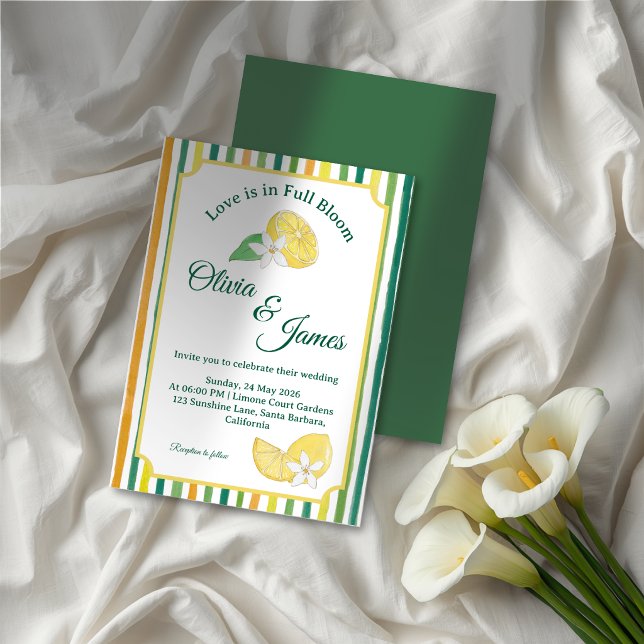 Invitation Mariage Floral Citron et Citron Vert Chic (Créateur téléchargé)