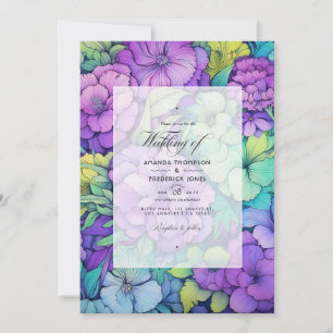 Invitation Mariage Floral Citron et Violet