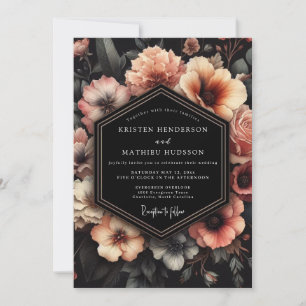 Invitation Mariage Floral Clair-obscur Rose