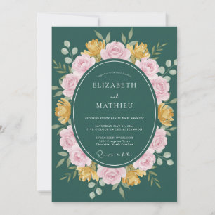 Invitation Mariage Floral Classique Vert Chasseur