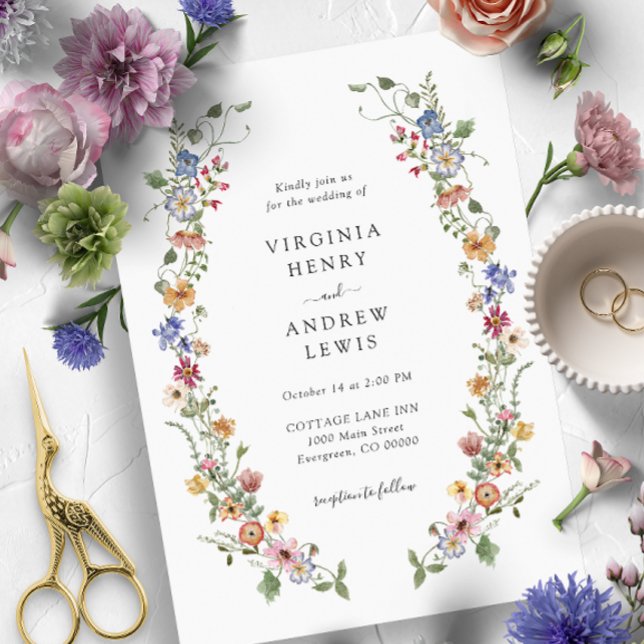 Invitation Mariage floral coloré (Colorful Wildflower Wedding Invitations Painted Paperie
)