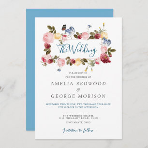 Invitation Mariage Floral Coloré Et Papillon