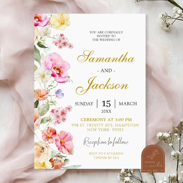 Invitation Mariage floral coloré printemps (Créateur téléchargé)