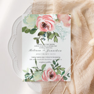 Invitation Mariage Floral Coquille d'Oeuf et Rose