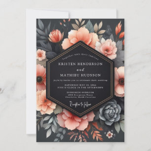Invitation Mariage Floral Corail Somber
