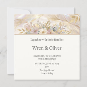 Invitation Mariage Floral Crème